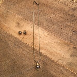 Gold/silver necklace and earring set